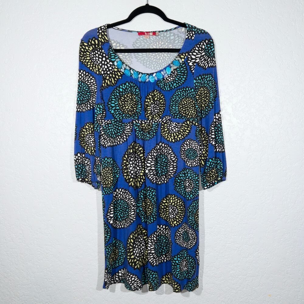 Boden Blue Abstract Flower‎ Printed Y2K Tunic Dress Size 8